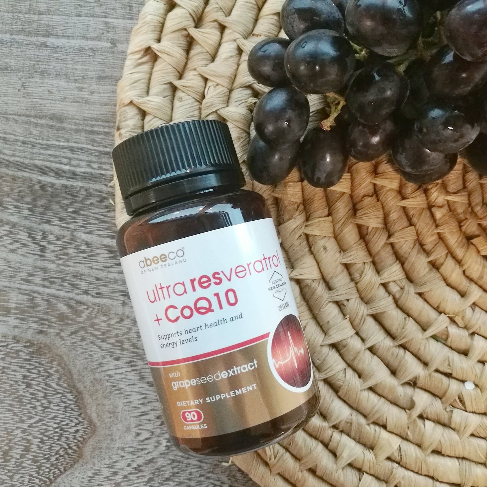 超白藜芦醇+辅酶Q10补充剂和维生素由abeeco提供