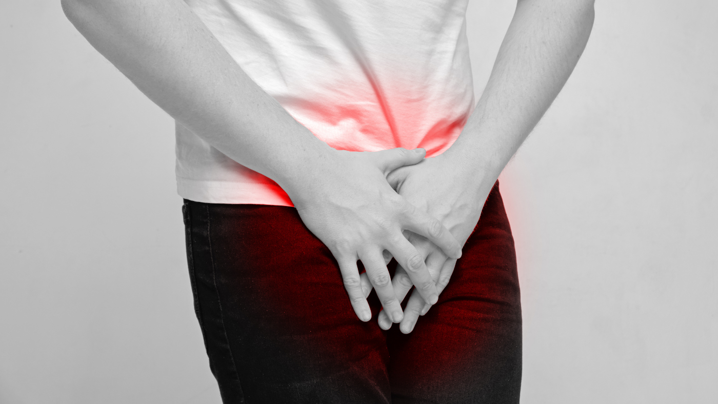 Image of a man with a painful enlarged prostate