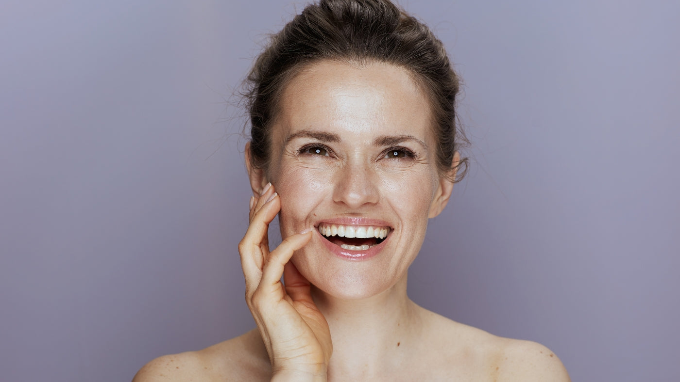 lady over 40 with beautiful skin