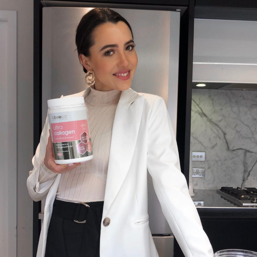 Celebrity Lucy Brock - Miss World New Zealand -  recommends abeeco's ultra collagen powder