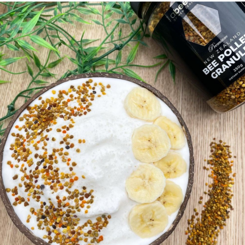 two premium new zealand bee pollen granule jars