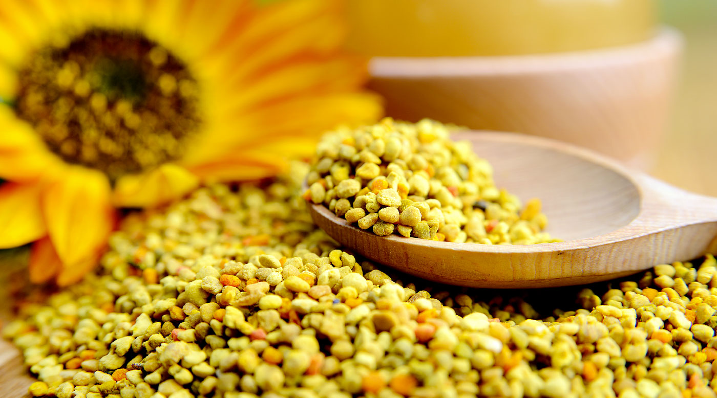 Bee Pollen with spoon. Bee Pollen is a great immune booster