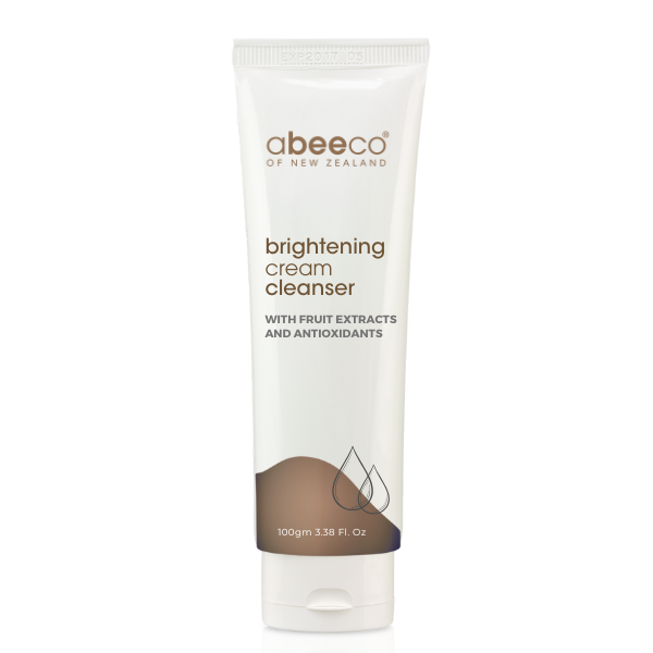 Tube of abeeco brightening cream cleanser on a white background