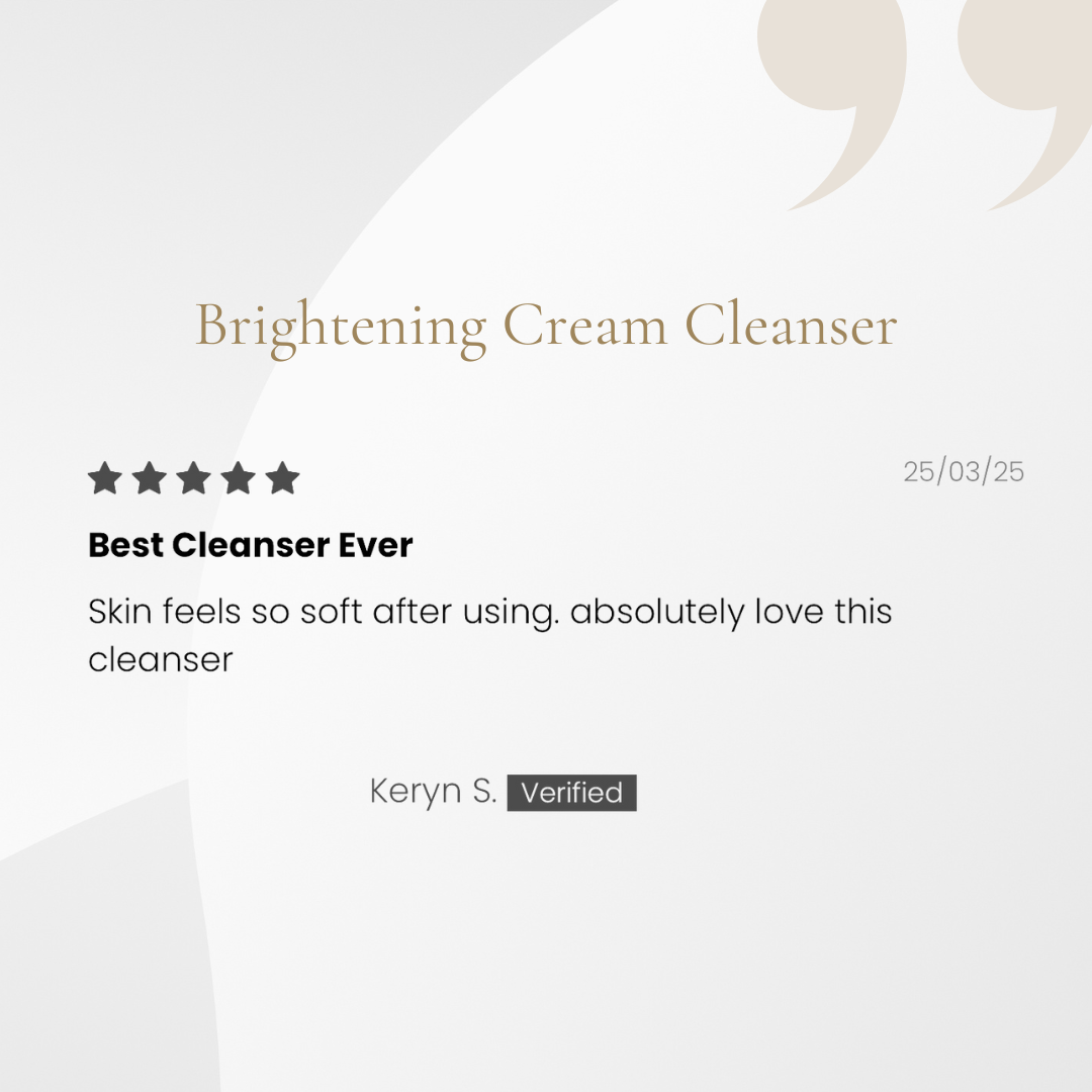 Product review for Brightening Cream Cleanser with a five-star rating and positive comment.